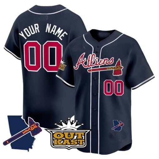 Custom Atlanta Braves Atliens Vapor Premier Limited Jersey V2 ¨C Navy HeidiMiller