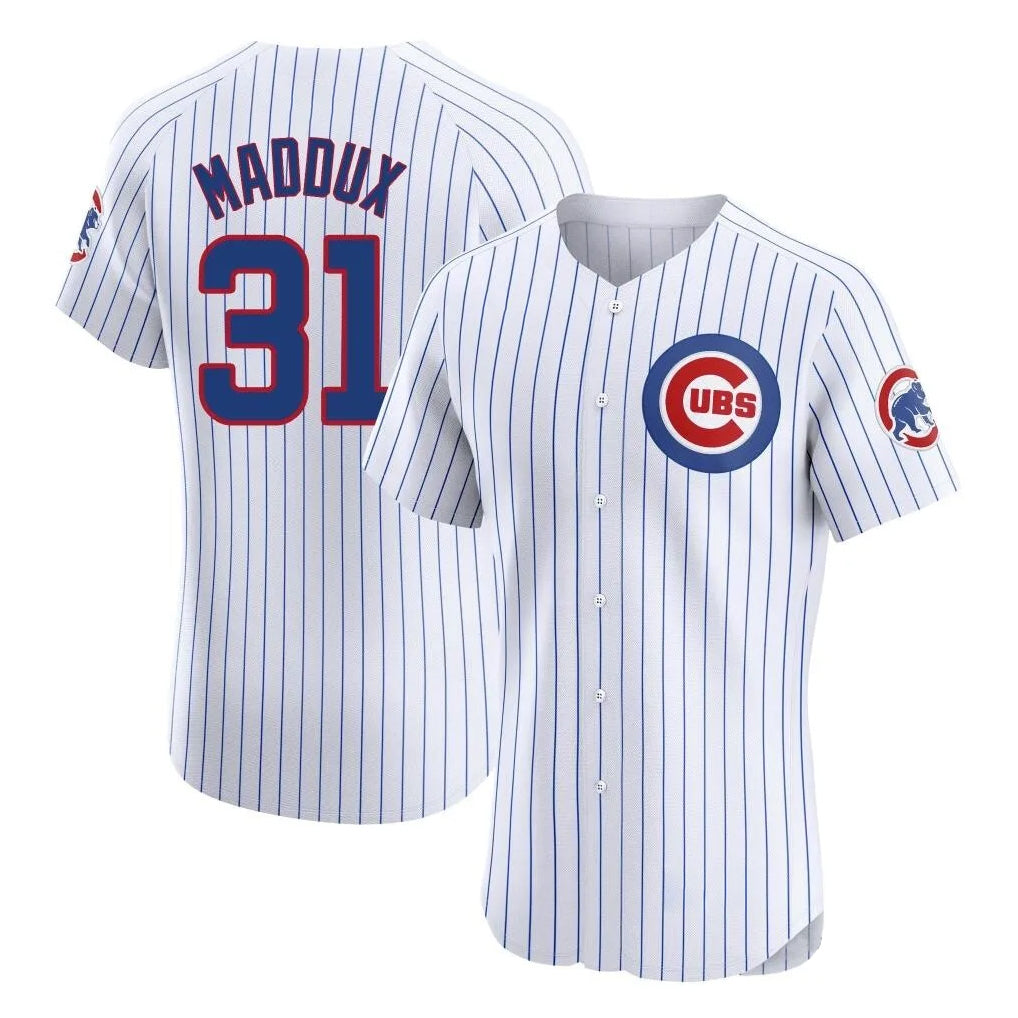 Chicago Cubs #31 Greg Maddux Player White HeidiMiller Limited Elite Home Game Stitched Jerseys