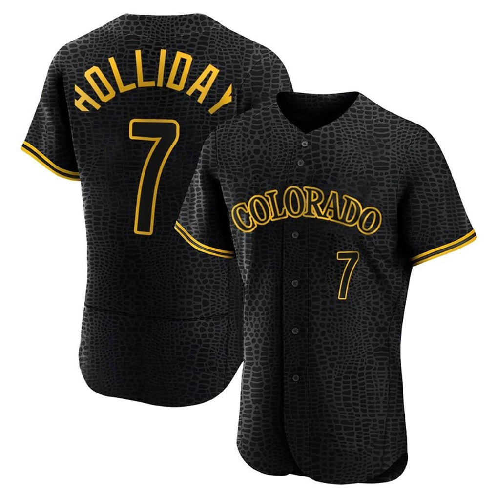 Colorado Rockies #7 Matt Holliday Player Black HeidiMiller Snake Skin City Limited Elite Home Stitched Jerseys