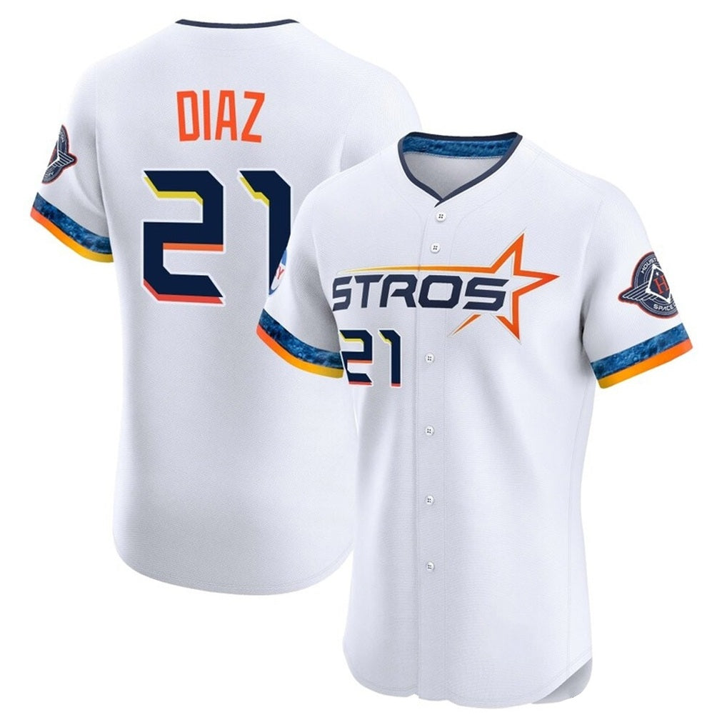 Houston Astros #21 Yainer Diaz Player White HeidiMiller City Connect Limited Elite Home Stitched Jerseys