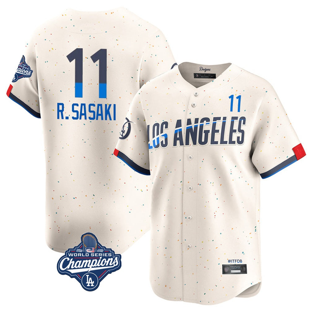 Los Angeles Dodgers #11 Roki Sasaki Player Cream HeidiMiller World Series Meet City Connect Limited Home Stitched Jerseys