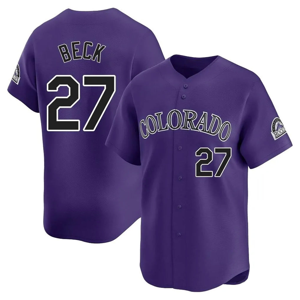 Colorado Rockies #27 Jordan Beck Player Purple HeidiMiller Limited Home Stitched Jerseys
