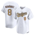 Los Angeles Dodgers #8 Enrique Hern¨¢ndez Player White Gold HeidiMiller Collection Limited Home Stitched Jerseys