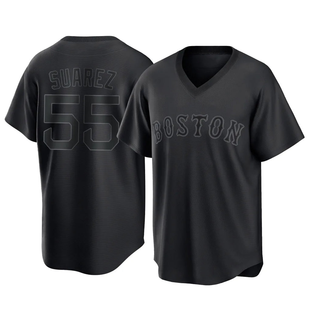 Boston Red Sox #55 Ranger Suarez Player Black HeidiMiller T-shirt Home Game Stitched Jerseys