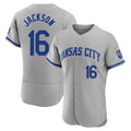 Kansas City Royals #16 Bo Jackson Player Gray HeidiMiller Limited Elite Home Game Stitched Jerseys