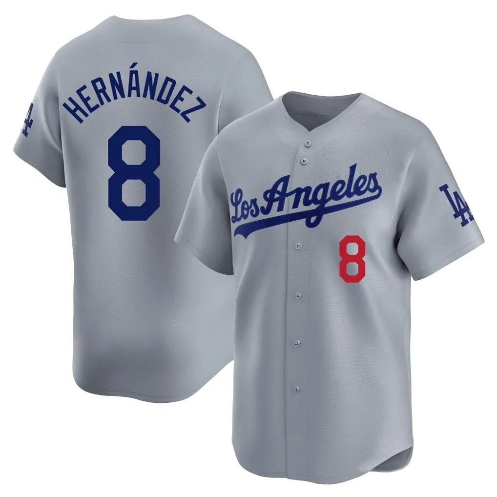 Los Angeles Dodgers #8 Enrique Hern¨¢ndez Player Gray HeidiMiller Limited Home Stitched Jerseys