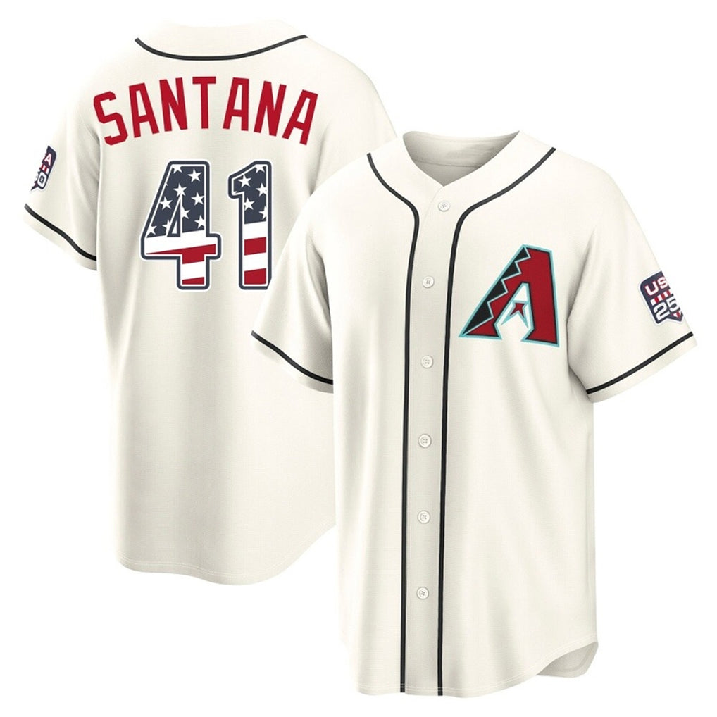 Arizona Diamondbacks #41 Carlos Santana Player Cream HeidiMiller USA 250 Fourth of July Home Game Stitched Jerseys
