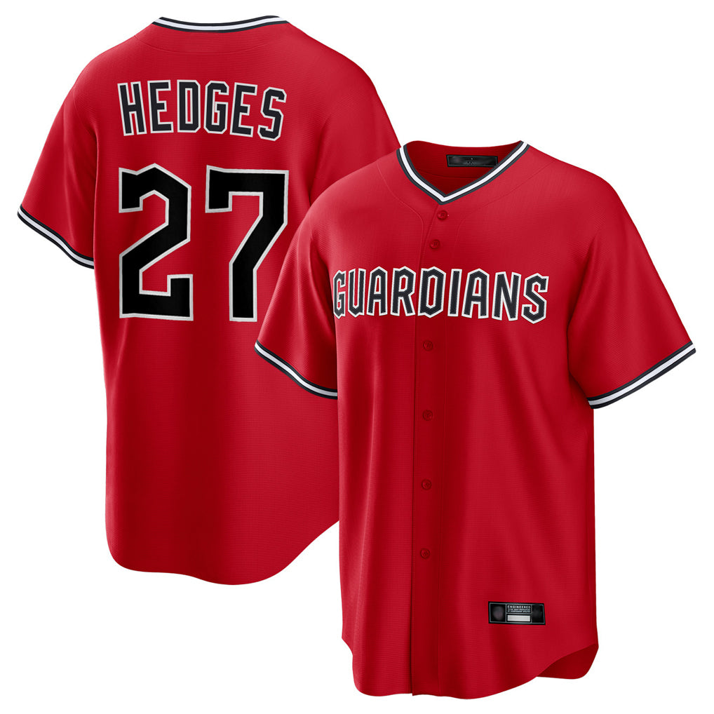Cleveland Guardians #27 Austin Hedges Player Red HeidiMiller Home Game Stitched Jerseys