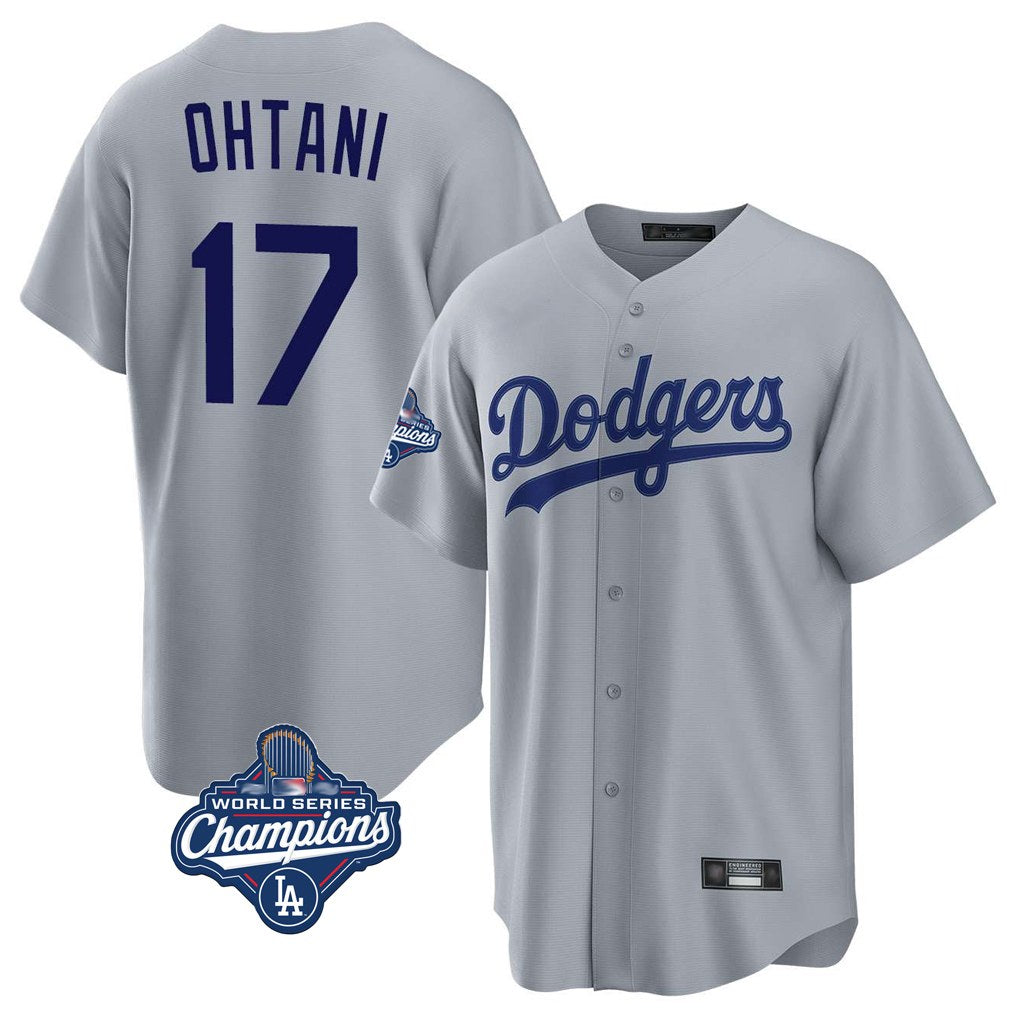 Los Angeles Dodgers #17 Shohei Ohtani Player Gray HeidiMiller World Series Meet Game Stitched Jerseys
