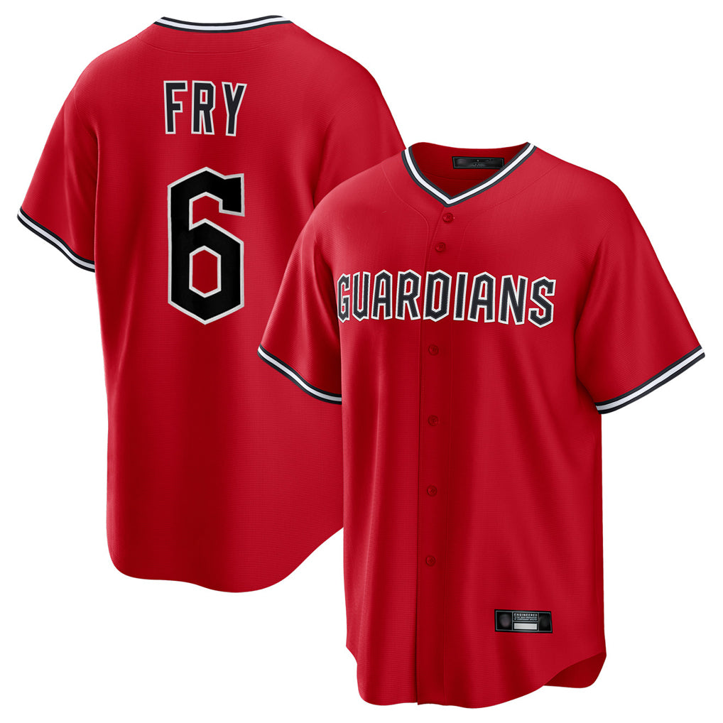 Cleveland Guardians #6 David Fry Player Red HeidiMiller Home Game Stitched Jerseys