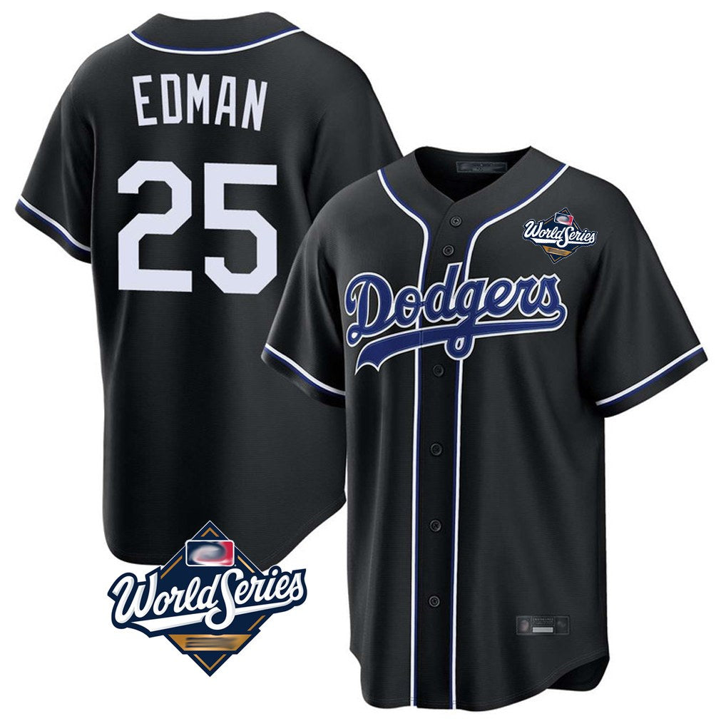 Los Angeles Dodgers #25 Tommy Edman Player Black HeidiMiller World Series Carbon Limited Home Stitched Jerseys