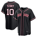 Boston Red Sox #10 Trevor Story Player Black HeidiMiller Out Home Game Stitched Jerseys