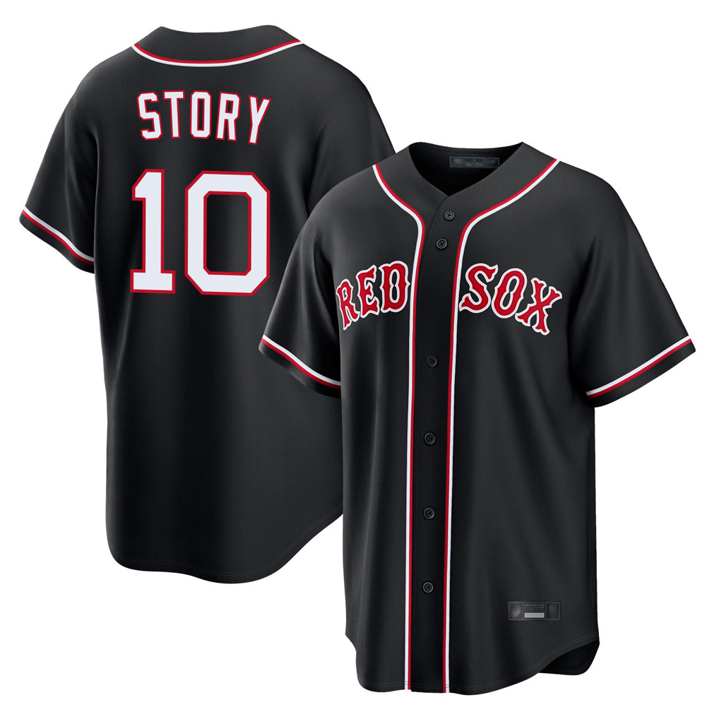 Boston Red Sox #10 Trevor Story Player Black HeidiMiller Out Home Game Stitched Jerseys