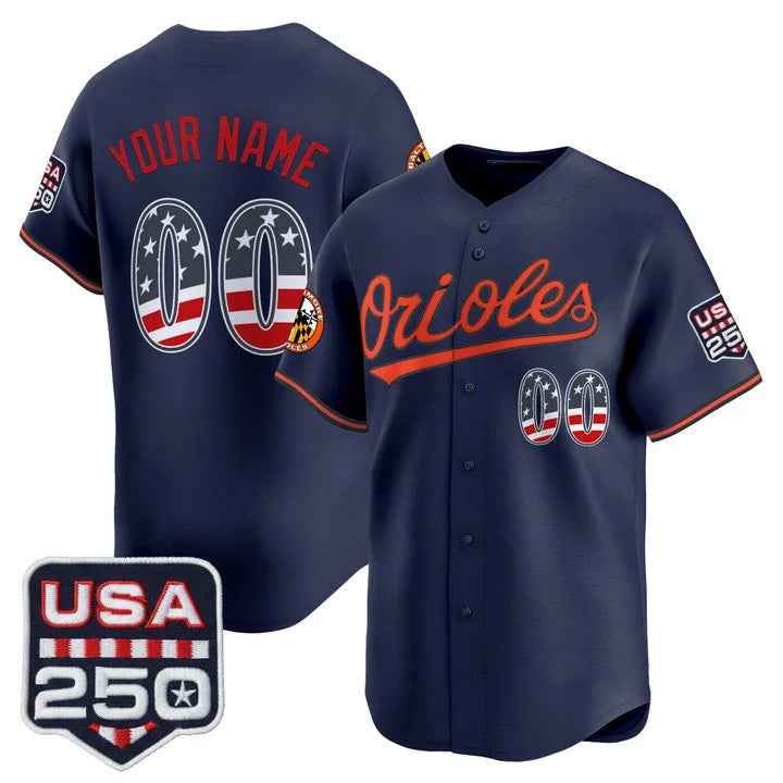 Custom Baltimore Orioles Navy HeidiMiller USA 250 Fourth of July Vapor Premier Limited Jersey - All Stitched
