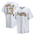 Atlanta Braves #13 Ronald Acuna Jr Player White-Gold HeidiMiller All-Star Home Game Stitched Jerseys
