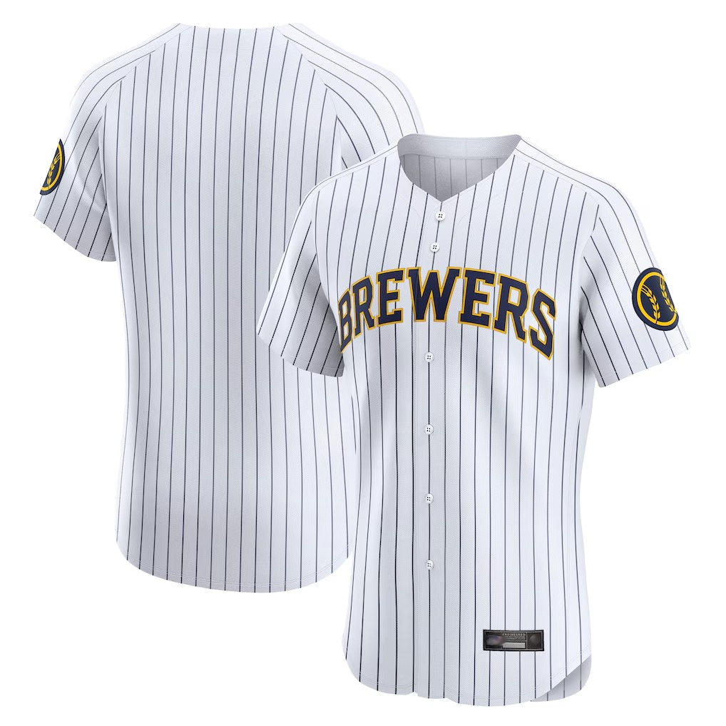Milwaukee Brewers Blank Player White HeidiMiller Stripes Home Limited Elite Stitched Jerseys