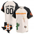 Custom Houston Astros Cactus Jack Patch Vapor Premier Limited Jersey V9 ¨C Cream Black HeidiMiller