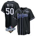Los Angeles Dodgers #50 Mookie Betts Player Black HeidiMiller World Series Carbon Limited Home Stitched Jerseys