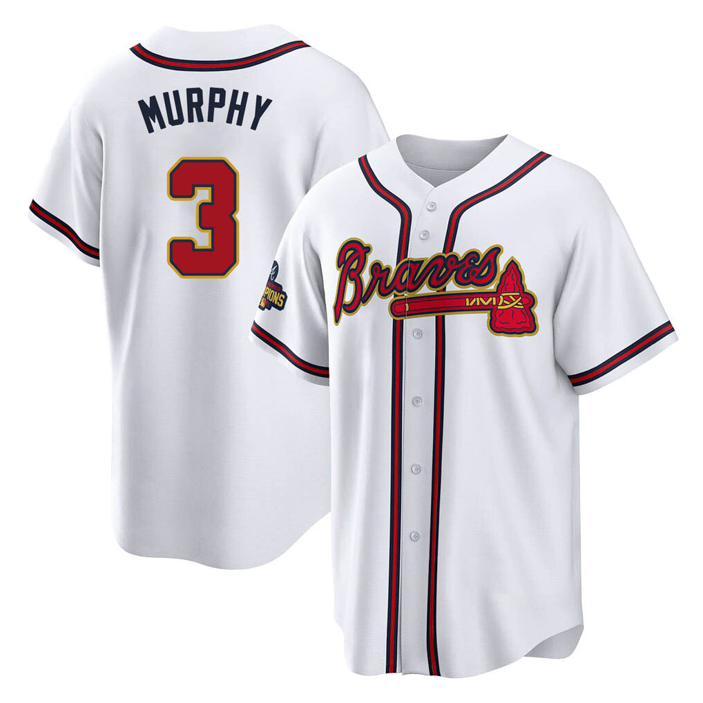 Atlanta Braves #3 Dale Murphy Player White Gold HeidiMiller Home Game Stitched Jerseys