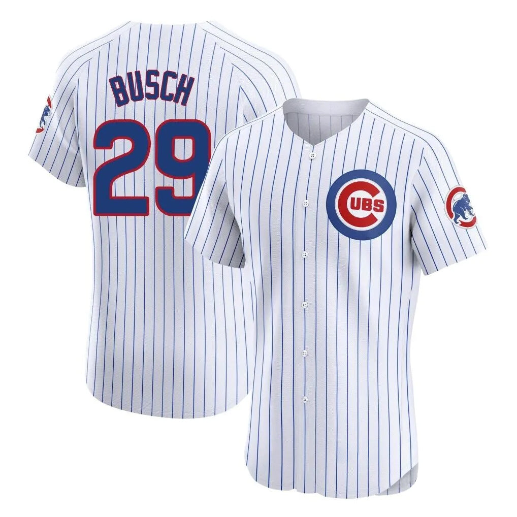 Chicago Cubs #29 Michael Busch Player White HeidiMiller Limited Elite Home Game Stitched Jerseys