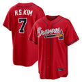 Atlanta Braves #7 Ha-Seong Kim Player Red HeidiMiller Home Game Stitched Jerseys