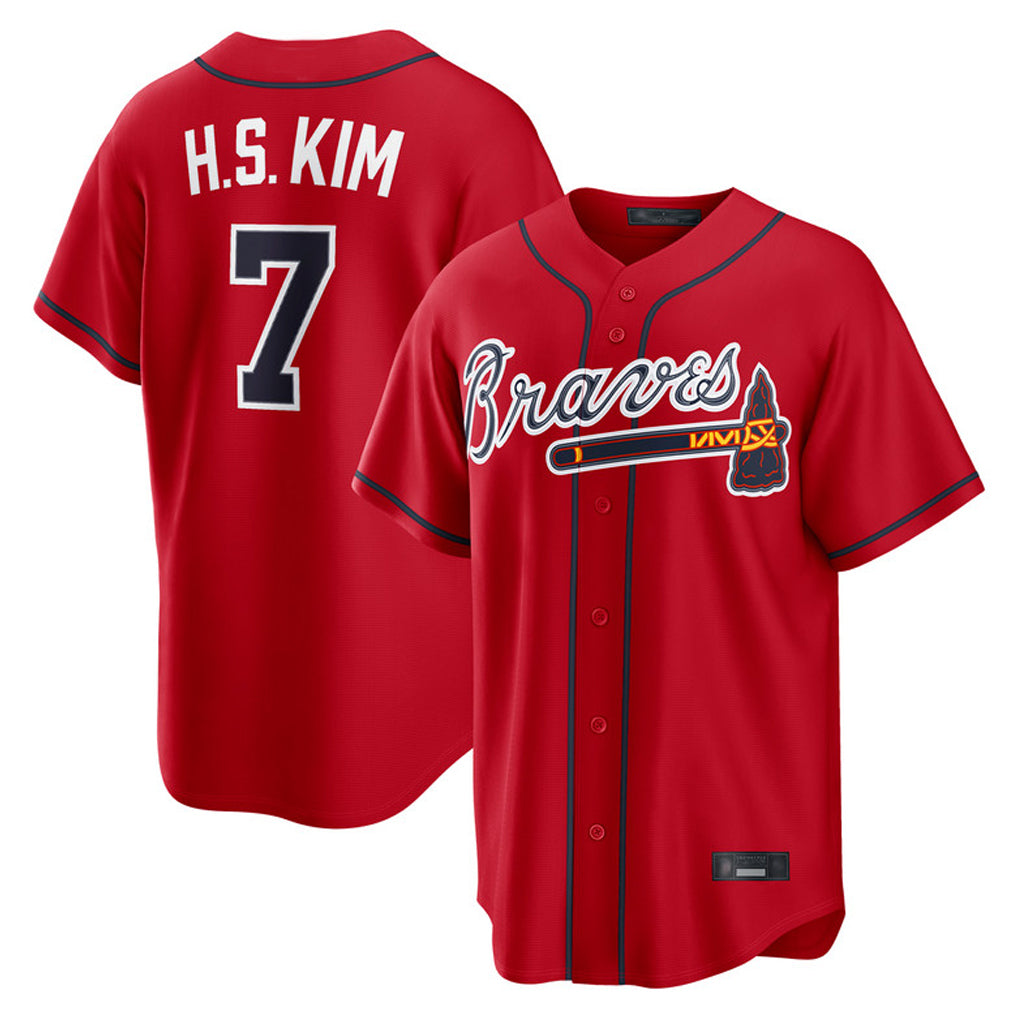Atlanta Braves #7 Ha-Seong Kim Player Red HeidiMiller Home Game Stitched Jerseys