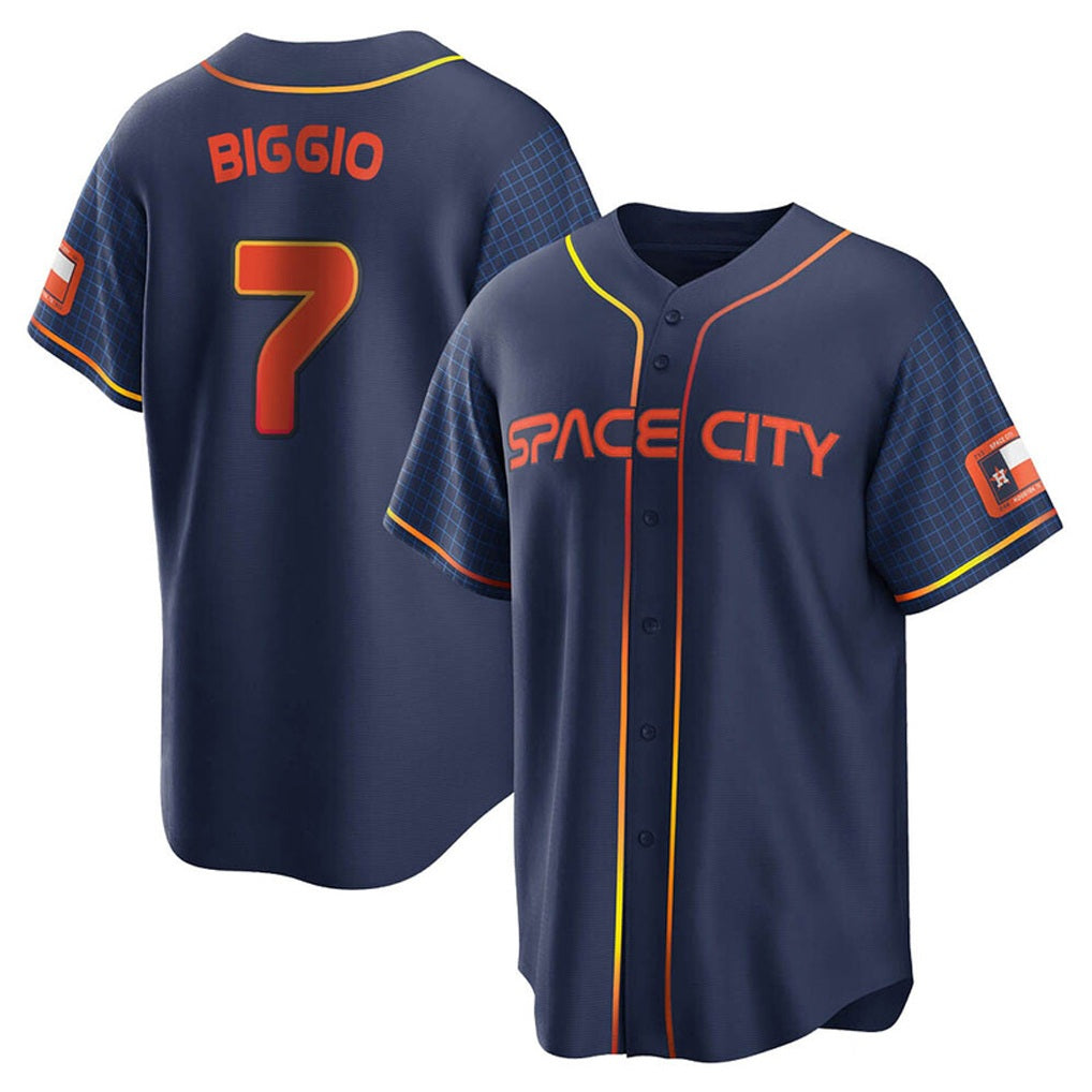 Houston Astros #7 Craig Biggio Player Navy HeidiMiller City Connect Home Game Stitched Jerseys