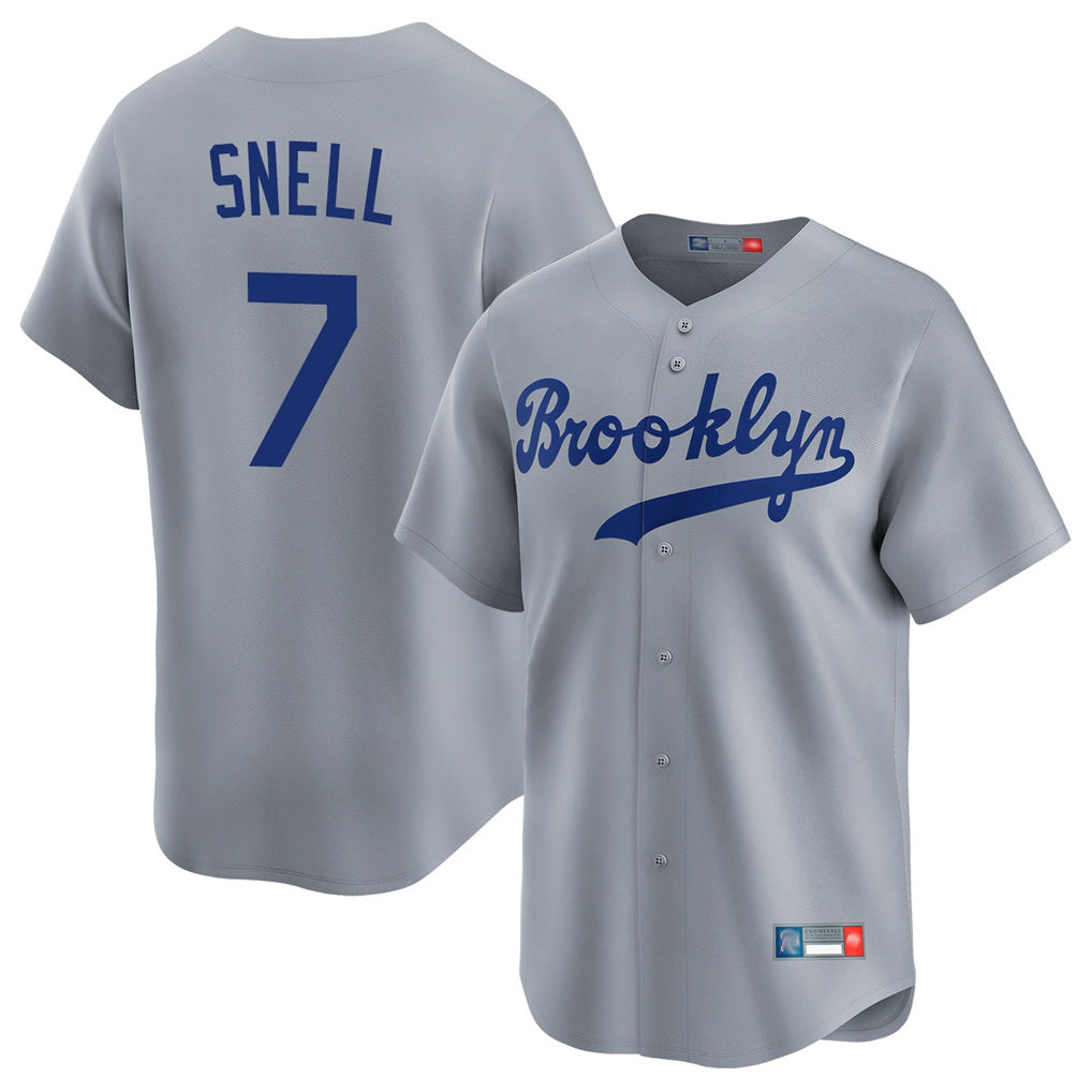 Los Angeles Dodgers #7 Blake Snell Player Gray HeidiMiller Game Limited Home Stitched Jerseys