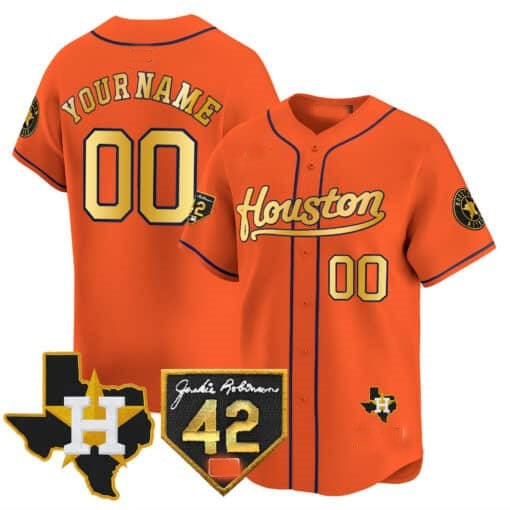 Custom Houston Astros 2024 Jackie Robinson Patch Vapor Premier Limited Jersey ¨C Orange HeidiMiller