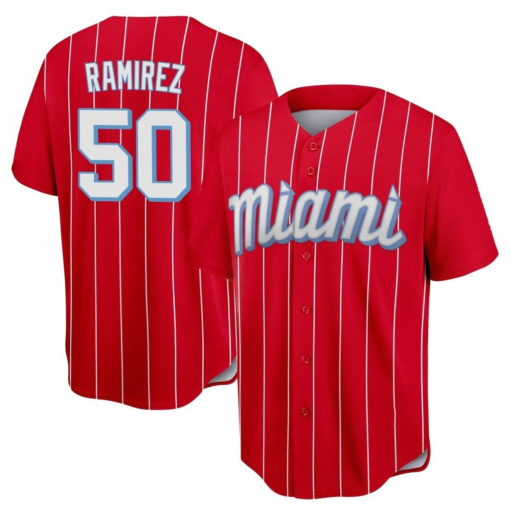 Miami Marlins #50 Agustin Ramirez Player Red HeidiMiller City Connect Home Game Stitched Jerseys