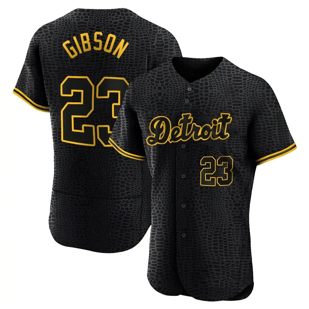 Detroit Tigers #23 Kirk Gibson Player Black HeidiMiller Snake Skin City Limited Elite Home Stitched Jerseys