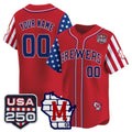 Custom Milwaukee Brewers America 250 Edition Vapor Premier Limited Red HeidiMiller Stitched Jerseys