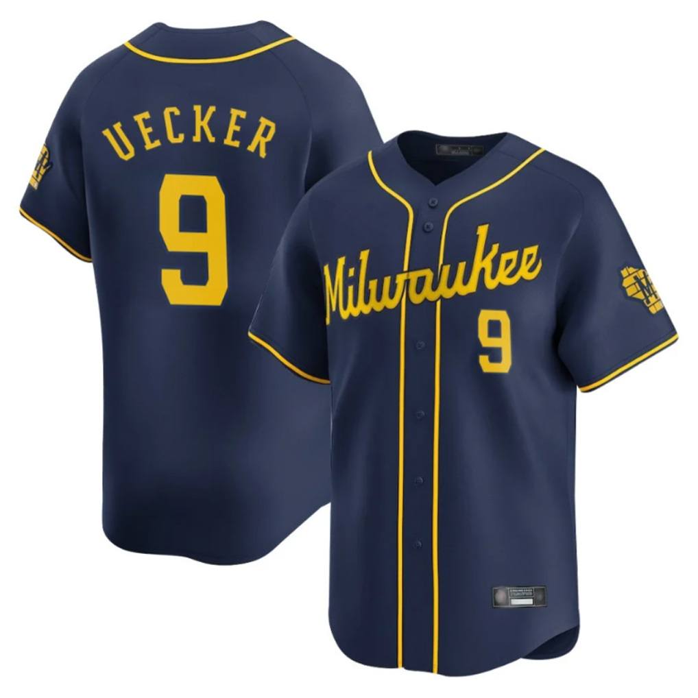 Milwaukee Brewers #9 Bob Uecker Player Navy HeidiMiller Home Limited Stitched Jerseys