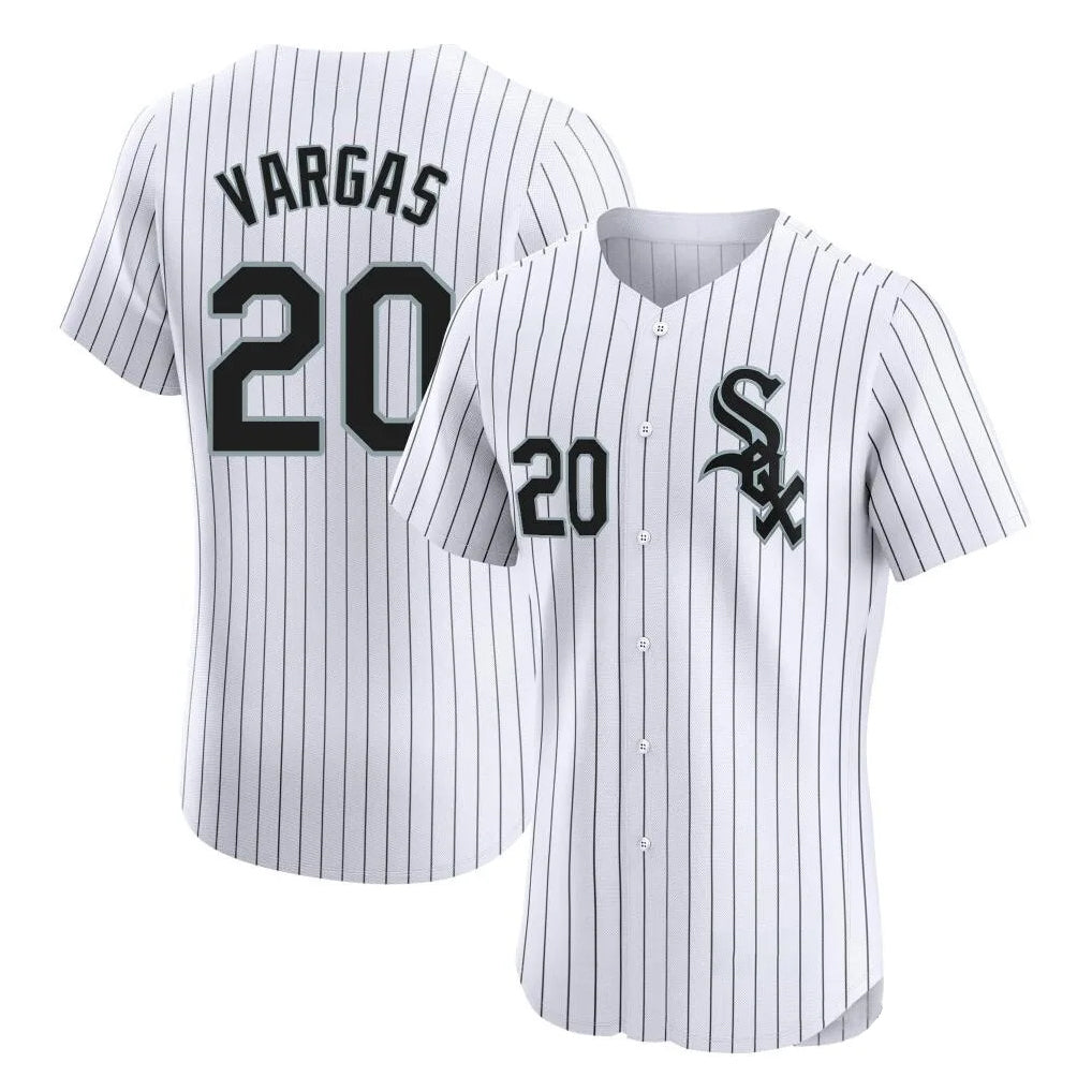 Chicago White Sox #20 Miguel Vargas Player White HeidiMiller Stripe Limited Elite Home Stitched Jerseys