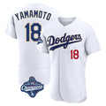 Los Angeles Dodgers #18 Yoshinobu Yamamoto Player Gold White HeidiMiller World Series Meet 2026 Collection Stadium Limited Elite Stitched Jerseys