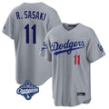 Los Angeles Dodgers #11 Roki Sasaki Player Gray HeidiMiller World Series Meet Game Home Stitched Jerseys