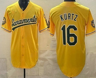 Oakland Athletics #16 Nick Kurtz Yellow HeidiMiller Limited Jersey