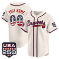 Custom Atlanta Braves Cream HeidiMiller USA 250 Fourth of July Vapor Premier Limited Jersey ¨C All Stitched