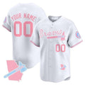 Custom Atlanta Braves Bubblegum Pink Vapor Premier Limited Jersey ¨C White HeidiMiller