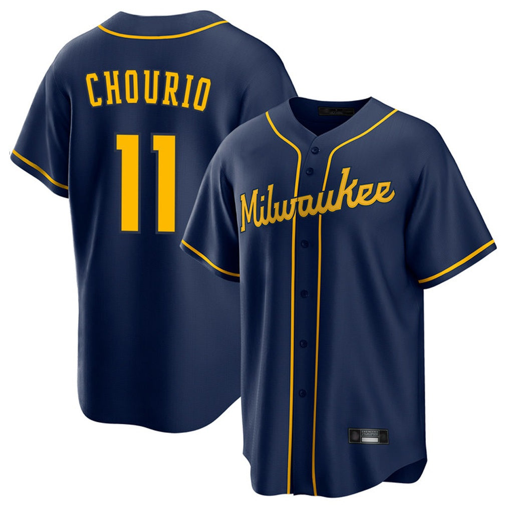 Milwaukee Brewers #11 Jackson Chourio Player Navy HeidiMiller Home Game Stitched Jerseys