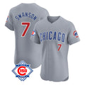 Chicago Cubs #7 Dansby Swanson Player Gray HeidiMiller Road 150th Anniversary Limited Elite Home Stitched Jerseys