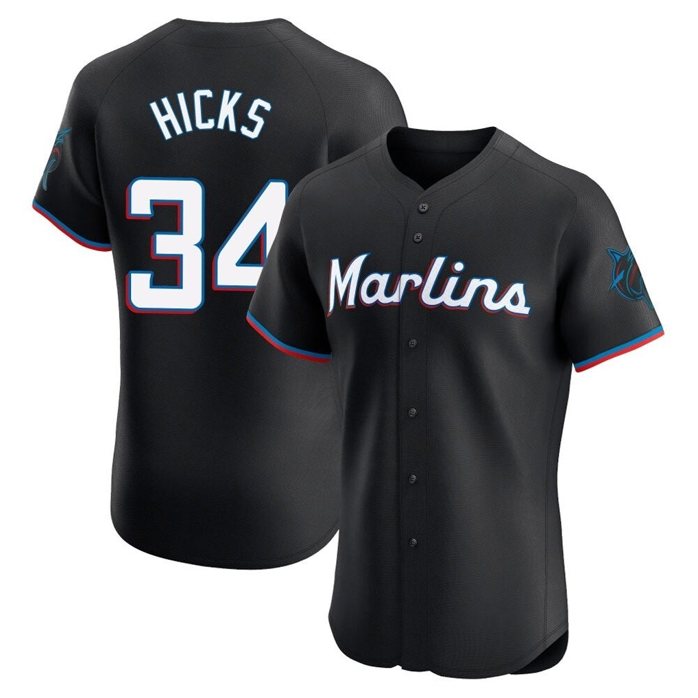 Miami Marlins #34 Liam Hicks Player Black HeidiMiller Vapor Home Limited Elite Stitched Jerseys