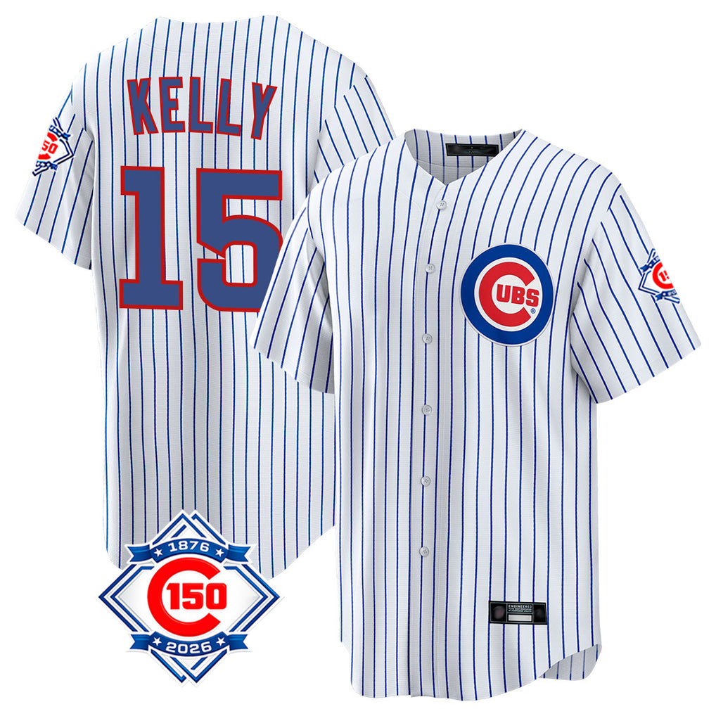 Chicago Cubs #15 Carson Kelly Player White HeidiMiller 150th Anniversary Home Game Stitched Jerseys