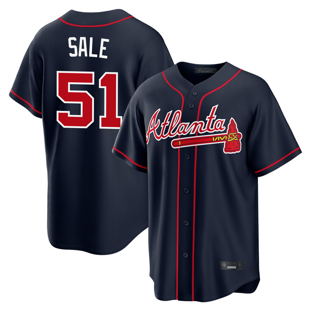 Atlanta Braves #51 Chris Sale Player Navy HeidiMiller Home Game Stitched Jerseys