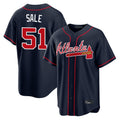 Atlanta Braves #51 Chris Sale Player Navy HeidiMiller Home Game Stitched Jerseys