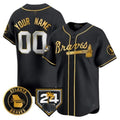 Custom Atlanta Braves 2024 Spring Training Patch Vapor Premier Limited Jersey ¨C Black Gold HeidiMiller