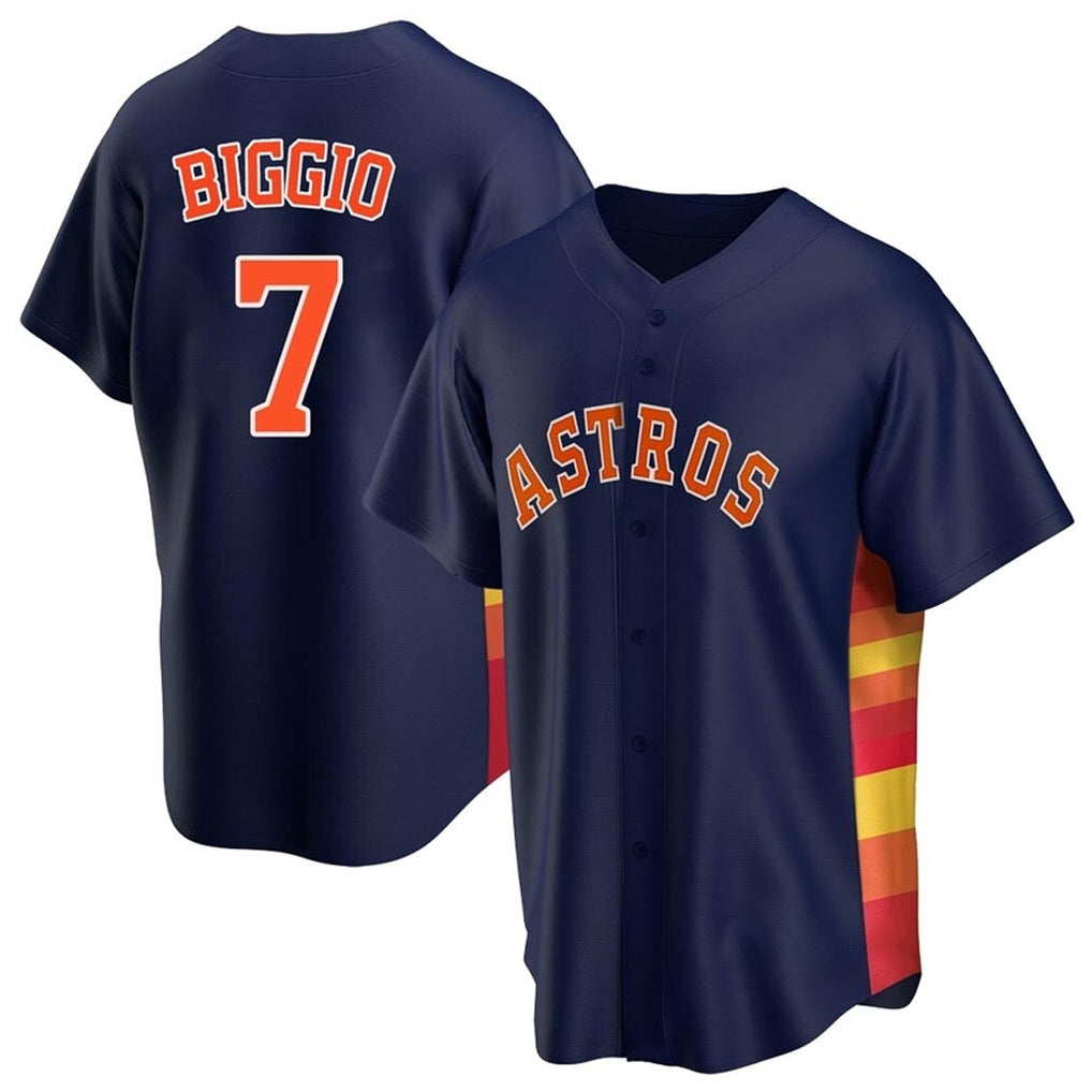 Houston Astros #7 Craig Biggio Player Navy HeidiMiller Home Game Stitched Jerseys