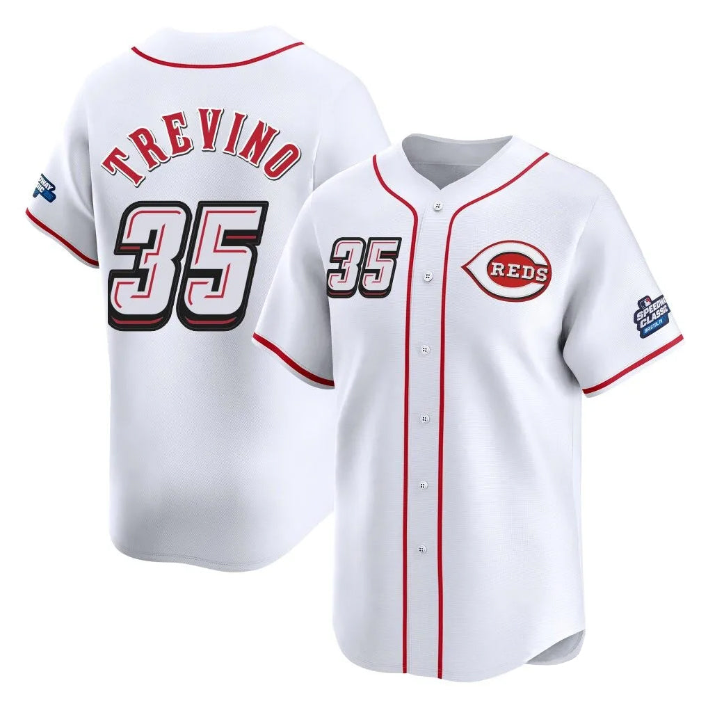 Cincinnati Reds #35 Jose Trevino Player White HeidiMiller Speedway Classic Home Limited Stitched Jerseys