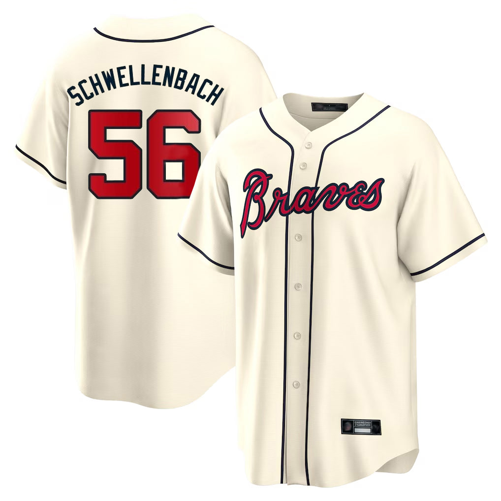 Atlanta Braves #56 Spencer Schwellenbach Player Cream HeidiMiller Home Game Stitched Jerseys