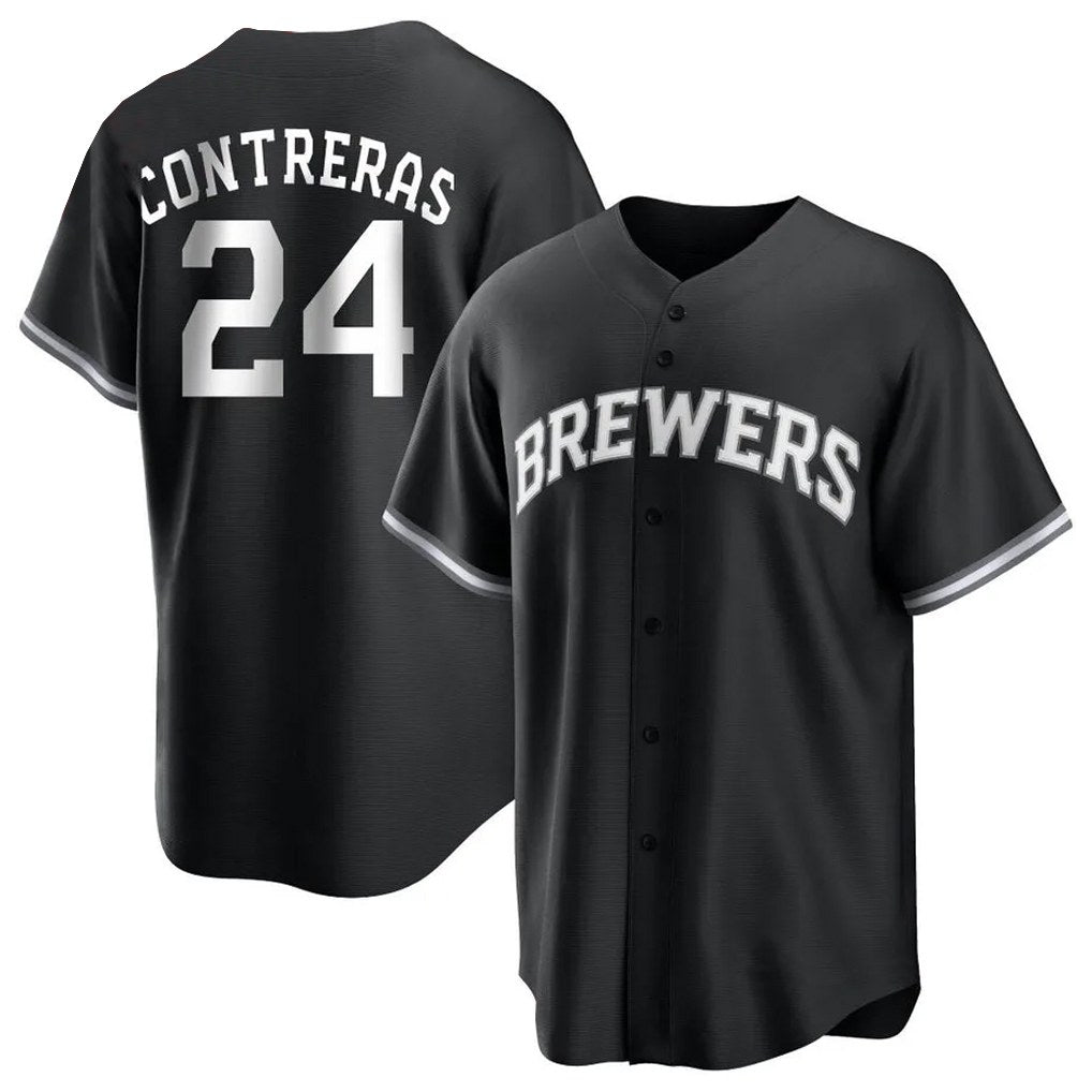 Milwaukee Brewers #24 William Contreras Player Black HeidiMiller Game Home Stitched Jerseys